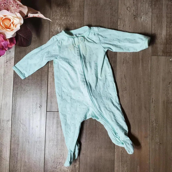 Just One You by Carter's Baby Girls Bodysuit Sleeper PJs Size 3M Mint Green - Picture 1 of 16